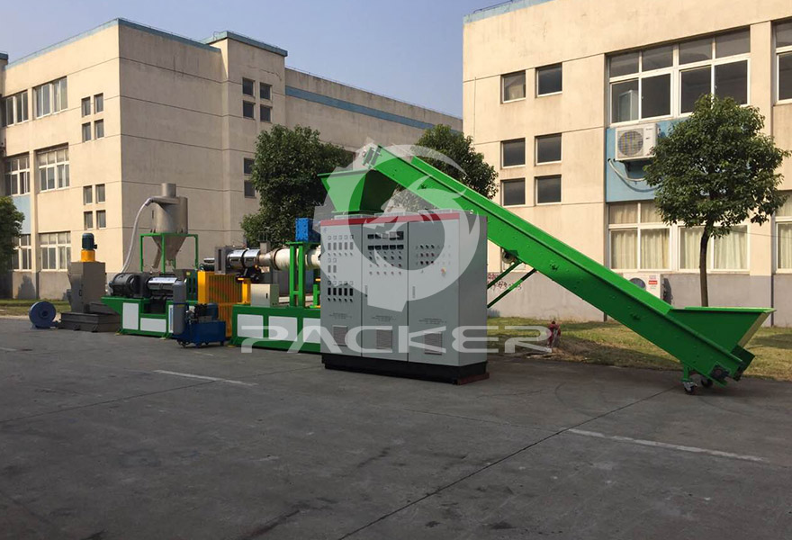 Plastic PP PE Flakes Granulating Line ສໍາລັບຖົງທໍ PP